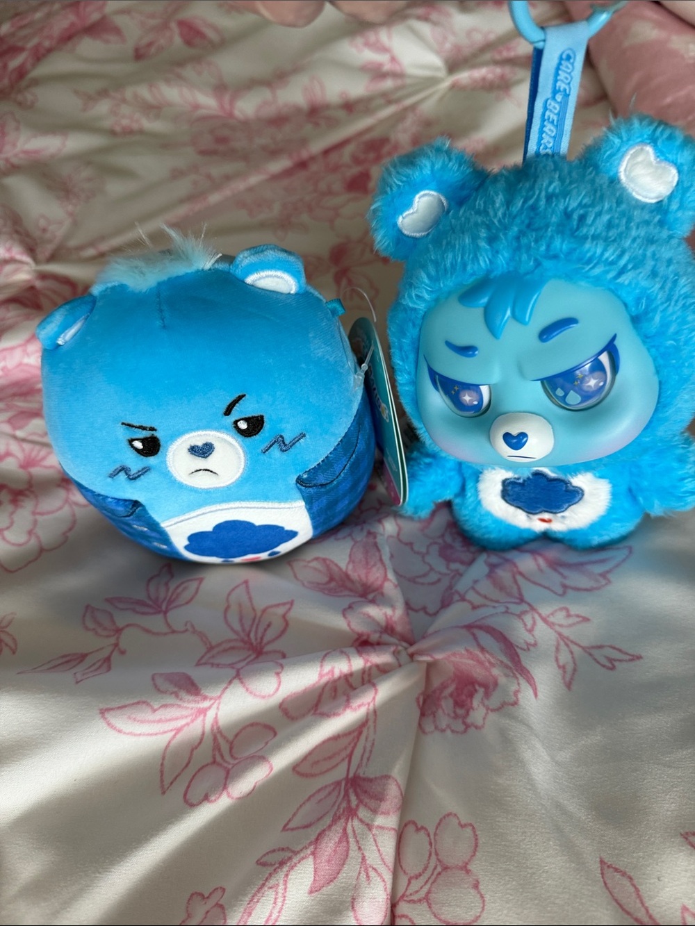 Squishmallows Grumpy Plush and Care Bear keychain combo